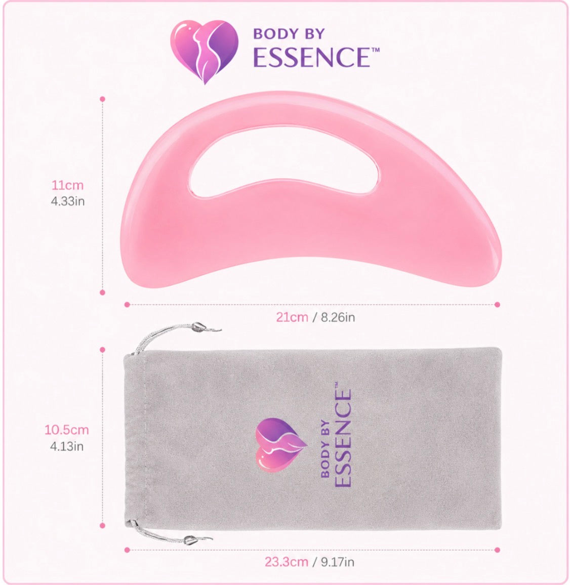 Body By Essence™ Body Gua Sha Massage Tool – Pink Sculpting Tool for Lymphatic Massage, Circulation & Self-Care
