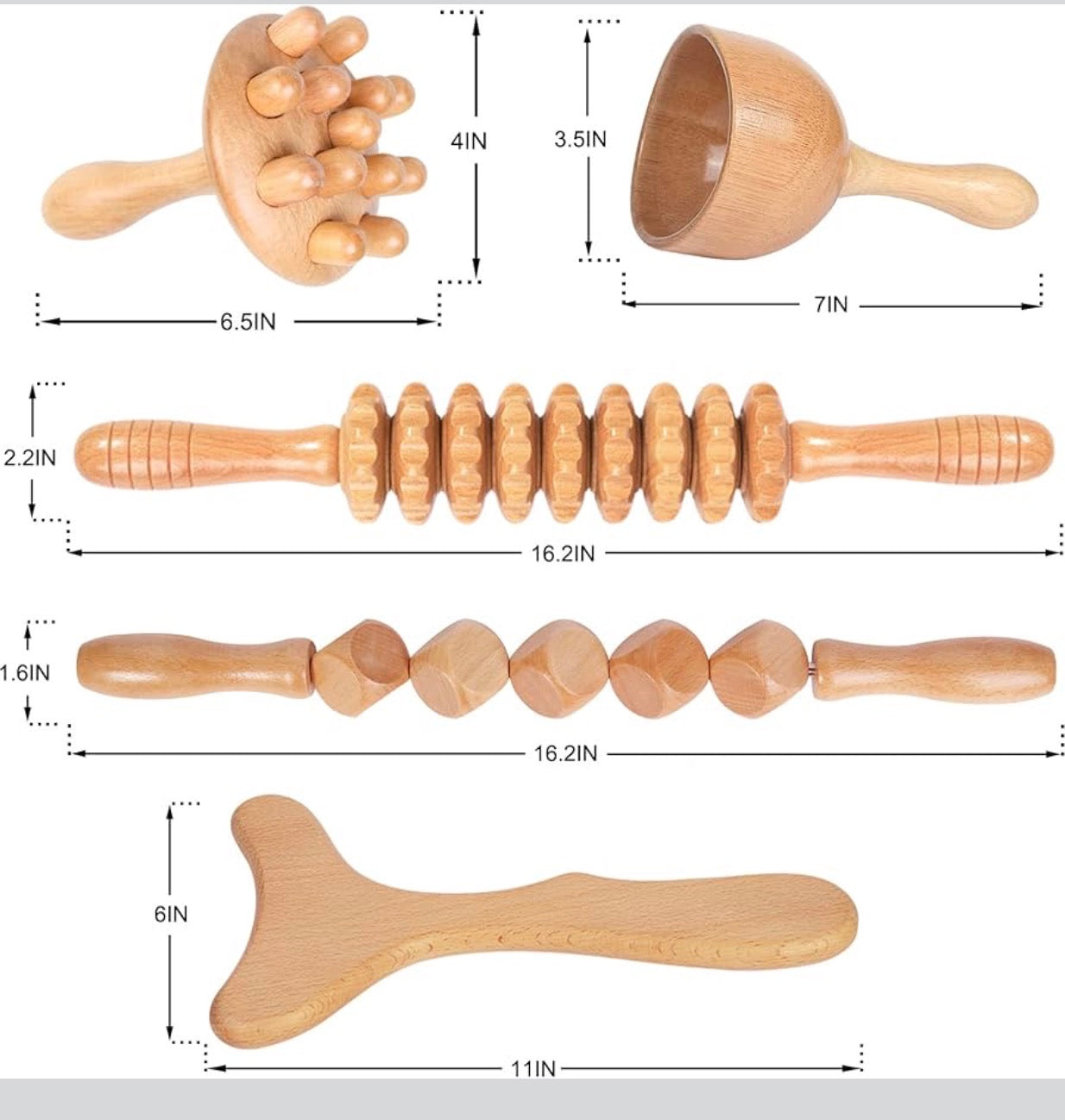 Body By Essence™ 5-in-1 Wood Therapy Massage Kit – Natural Body Sculpting Tools for Lymphatic Massage, Circulation & Self-Care