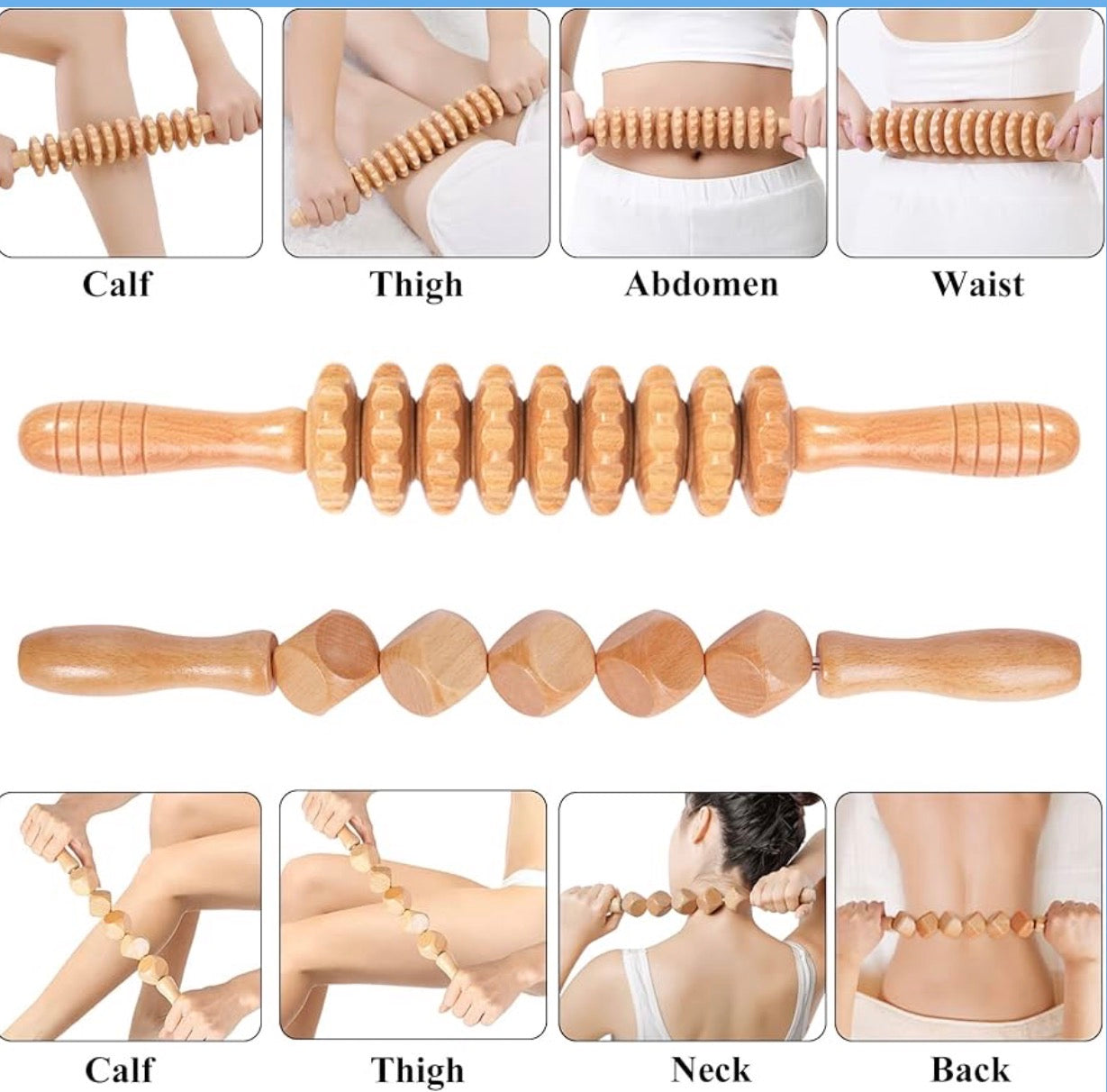 Body By Essence™ 5-in-1 Wood Therapy Massage Kit – Natural Body Sculpting Tools for Lymphatic Massage, Circulation & Self-Care