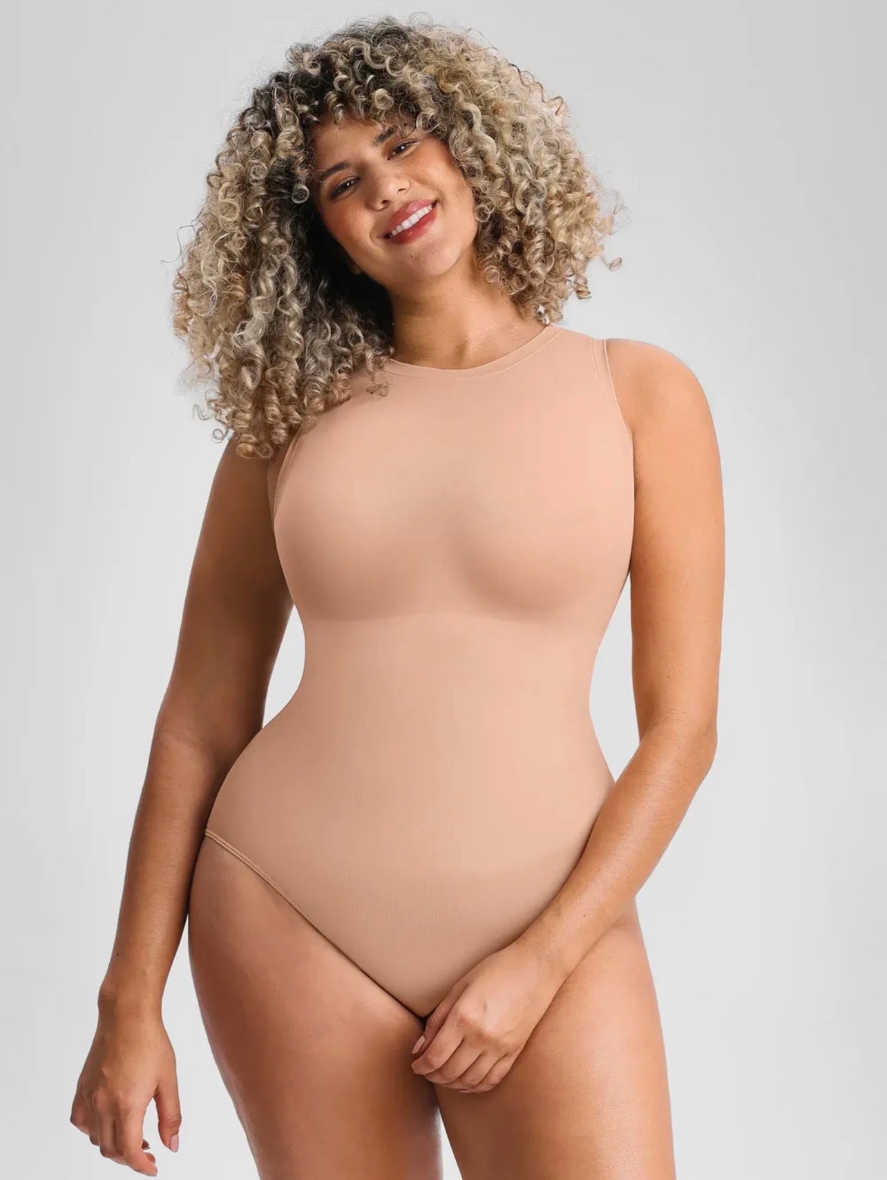 Body By Essence™ Seamless High Neck Sculpting Bodysuit – Sleeveless Tummy Control Shapewear Bodysuit