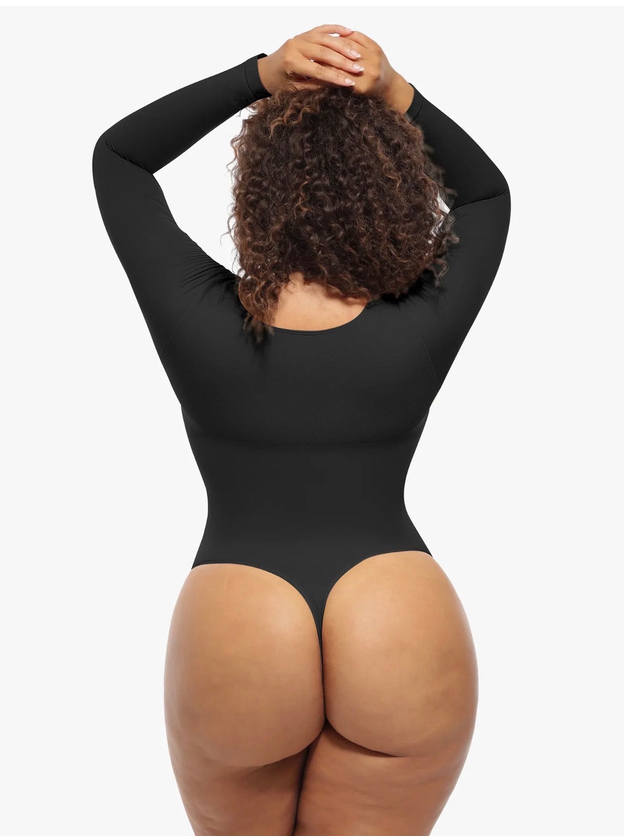 Body By Essence™ Seamless Long Sleeve Sculpting Bodysuit – V-Neck Tummy Control Shapewear Bodysuit