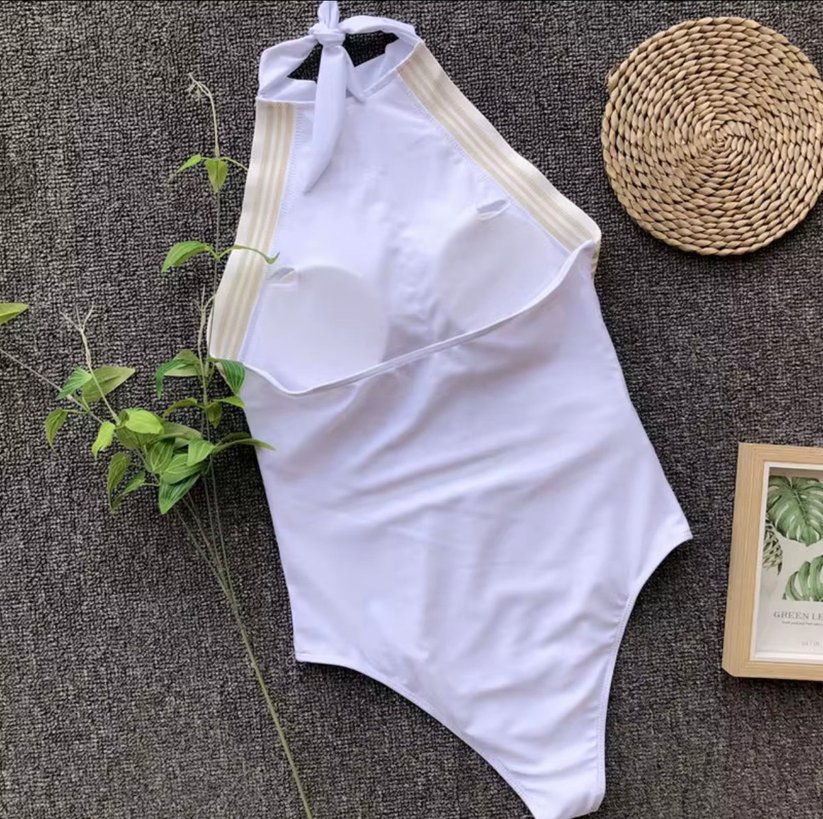 White Tummy Control One-Piece Swimsuit – Luxury High Neck Sculpting Swim Bodysuit