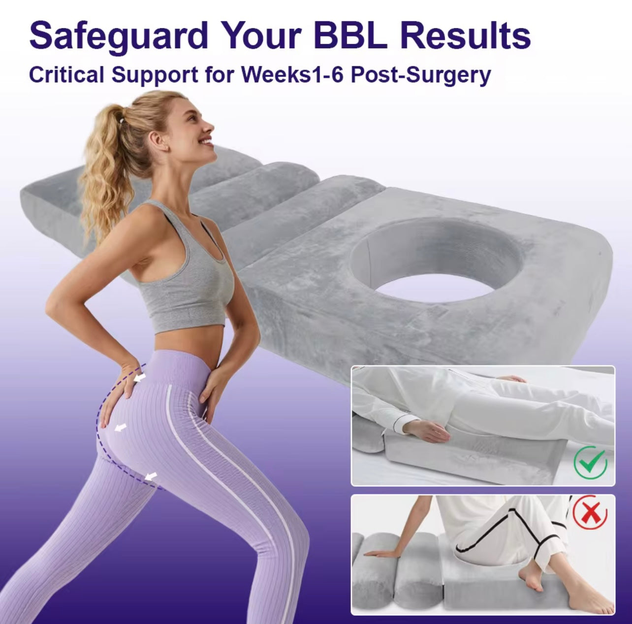 Luxury BBL Recovery Bed – Post-Surgery Support Mattress with Pressure-Relief Cutout