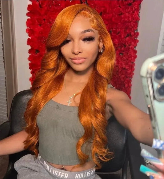 Ginger Body Wave 22" – Bold Color 13x4 Frontal Wig, 200% Density